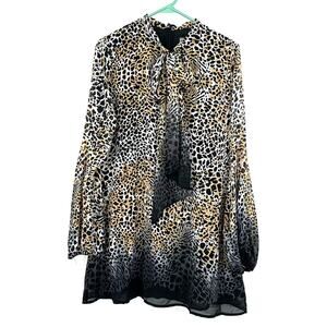 Kate &‎ Mallory Size Small Dress Brown Leopard Print Gradient Long Sleeve Sheath